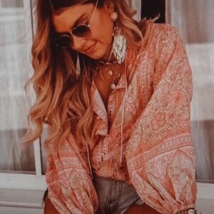 Spell and the Gypsy extra small Poinciana pink floral blouse